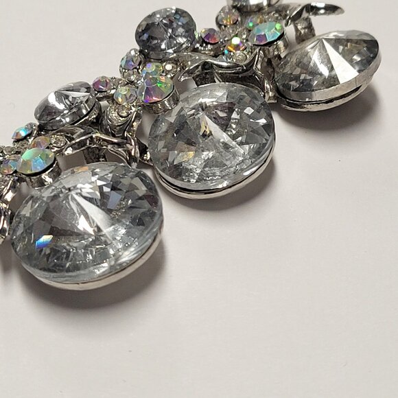 Vintage Clear Crystal Rhinestones Silvertone Necklace - Picture 7 of 12